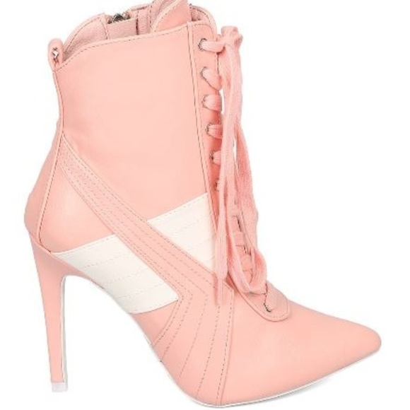 Cape Robbin Shoes - Cape Robbin Gigi1 pink&white lace up booties